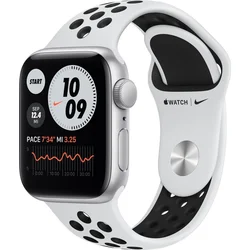 APPLE Watch Nike SE GPS, 44mm Silver Aluminium Case with Pure Platinum/Black Nike Sport Band - Regular (mkq73hc/a)