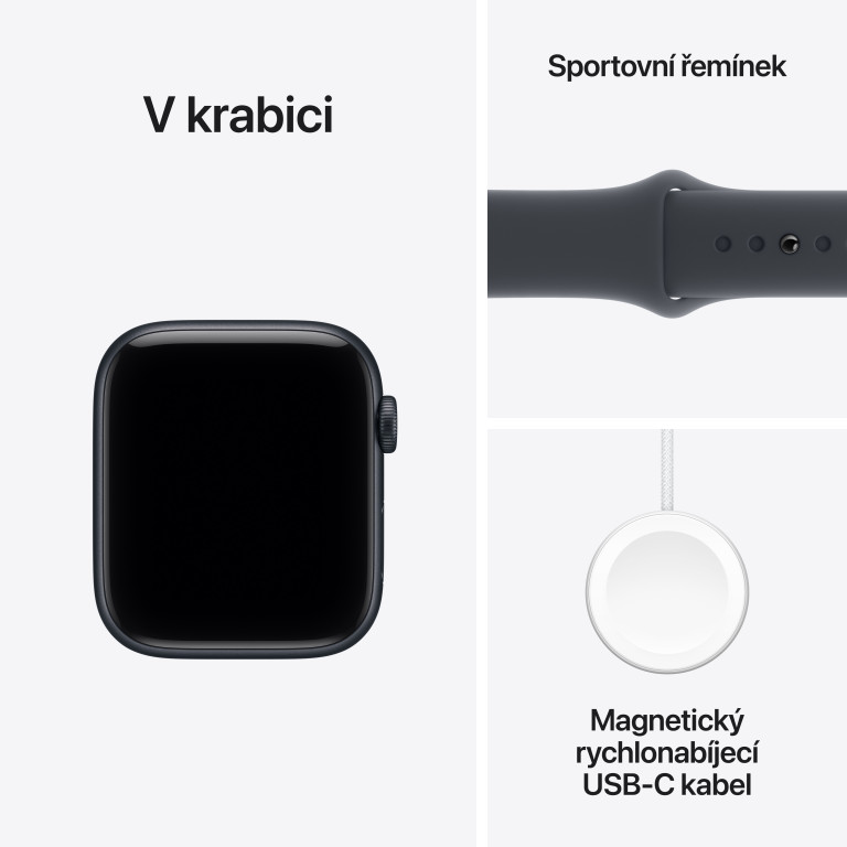 Apple Watch SE 3 GPS 40 mm hliníkové puzdro Midnight Sport Band - S/M