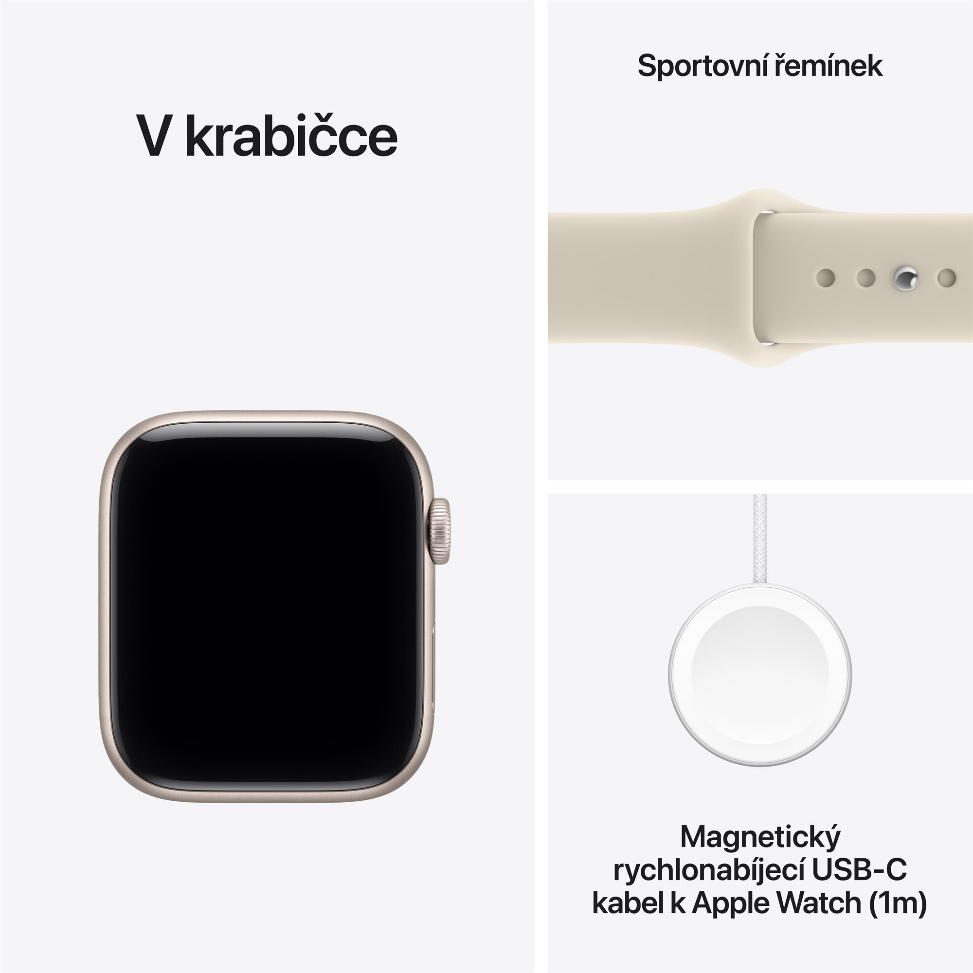 Apple Watch SE 3 GPS 40mm Starlight Aluminium Case with Sand Sport Band - M/L