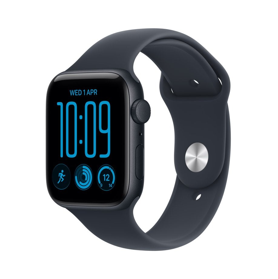 Apple Watch SE 3 GPS 44mm Midnight Aluminium Case with Navy Blue Sport Band - M/L