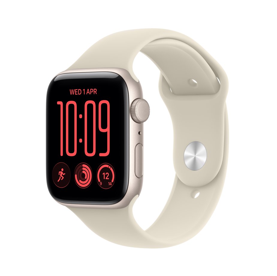 Apple Watch SE 3 GPS 44mm Starlight Aluminium Case with Sand Sport Band - M/L
