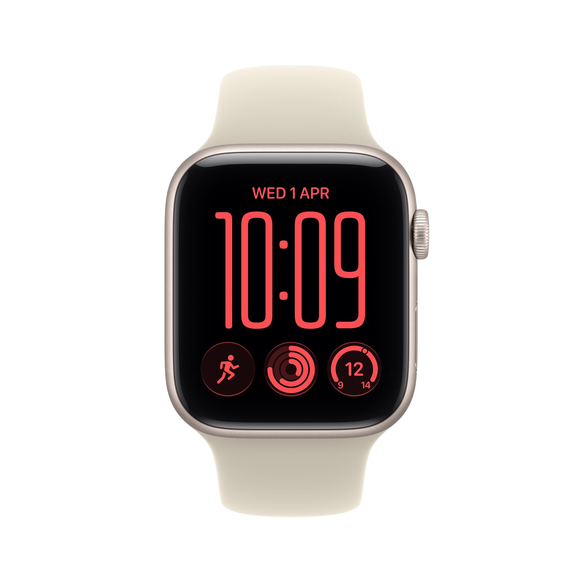 Apple Watch SE 3 GPS 44mm Starlight Aluminium Case with Sand Sport Band - S/M