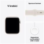 Apple Watch SE 3 GPS + Cellular 44 mm, hliníkové puzdro v odtieni Starlight s remienkom Sand Sport – S/M