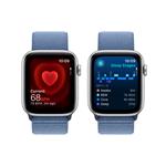 Apple Watch SE 40mm Stříbrný hliník s ledově modrým provlékacím sportovním řemínkem