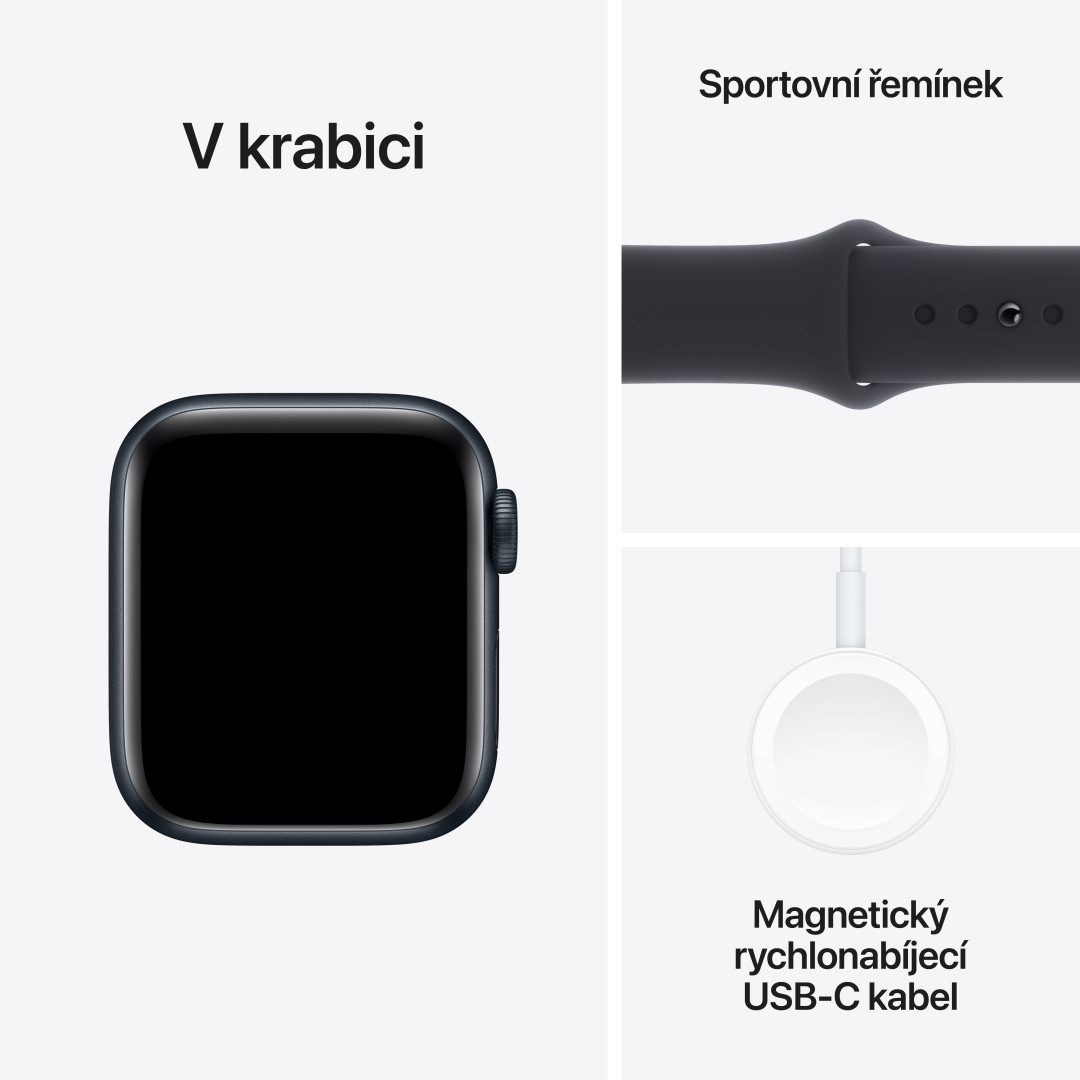Apple Watch SE 40mm Temně inkoustový hliník s temně inkoustovým sportovním řemínkem - S/M