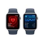 Apple Watch SE 44 mm strieborné hliníkové so športovým remienkom v búrkovo modrej farbe - S/M