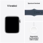Apple Watch SE Cellular 40mm Stříbrný hliník s bouřkově modrým sportovním řemínkem - S/M