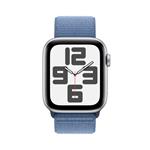 Apple Watch SE Cellular 44mm Stříbrný hliník s ledově modrým provlékacím sportovním řemínkem