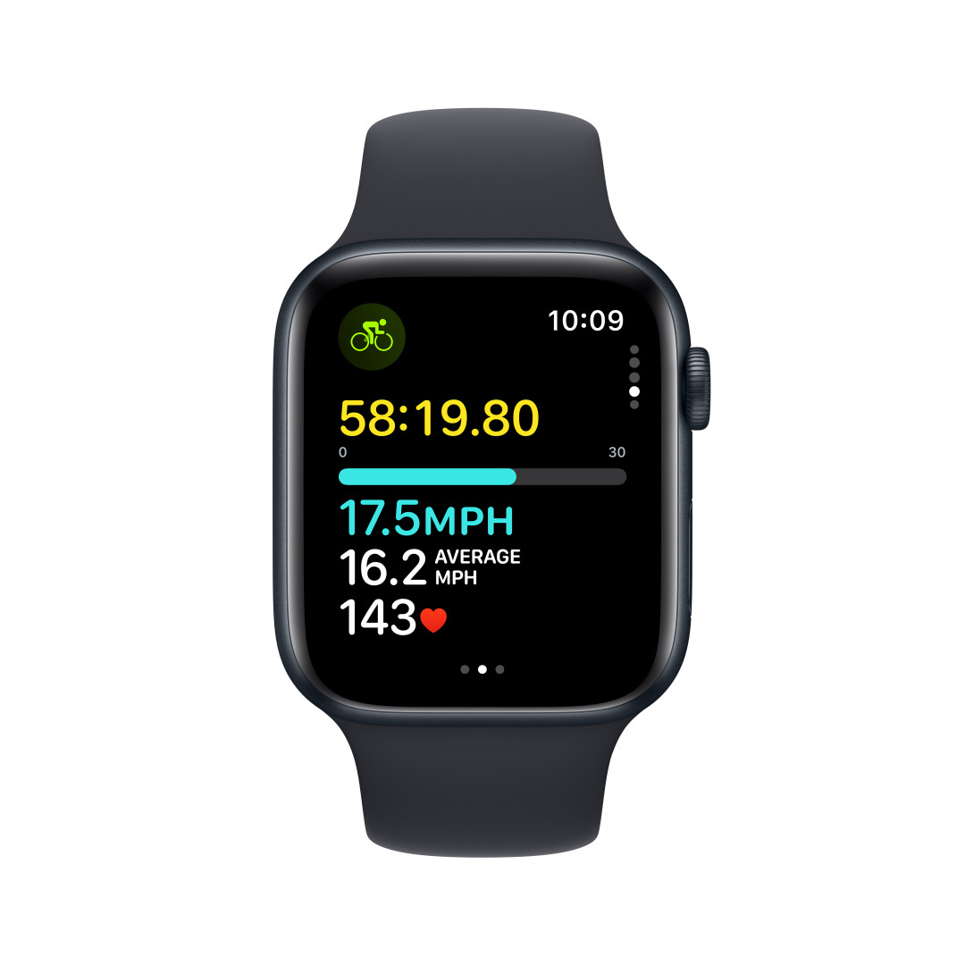 Apple Watch SE Cellular 44mm Temně inkoustový hliník s temně inkoustovým sportovním řemínkem - M/L