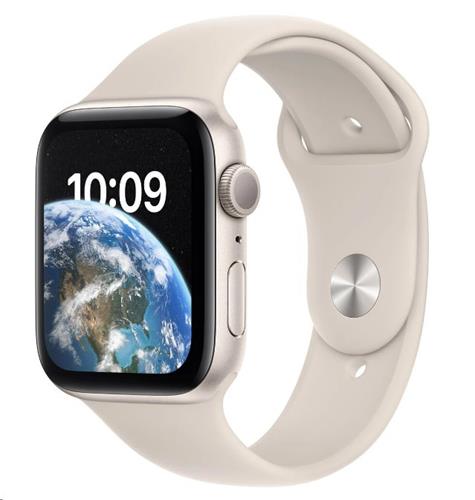 Apple Watch SE GPS 44mm Starlight Aluminium Case with Starlight Sport Band - Regular (mnjx3cs/a)