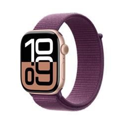 Apple Watch Series 10 GPS 46mm Rose Gold Aluminium Case with Plum Sport Loop (MWWV3QC/A)