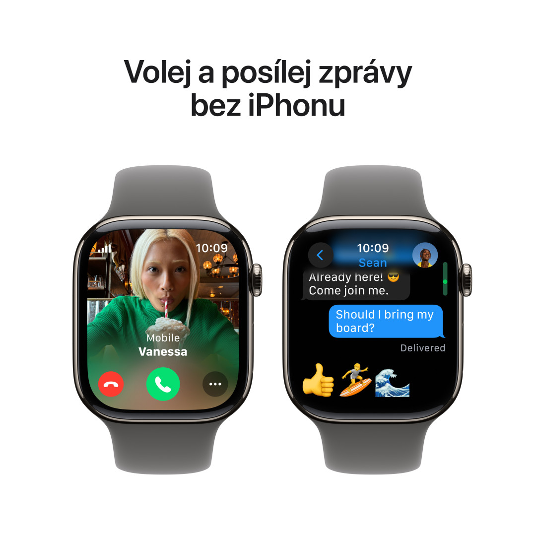 Apple Watch Series 10 GPS + Cellular 42 mm puzdro z prírodného titánu s kamenným športovým remienkom - M/L (MWXE3QC/A)