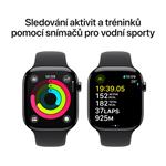 Apple Watch Series 10 GPS + Cellular 42mm bridlicové titánové puzdro s čiernym športovým remienkom - M/L (MWXH3QC/A)
