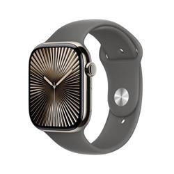 Apple Watch Series 10 GPS + Cellular 42mm Natural Titanium Case with Stone Grey Sport Band - M/L (MWXE3QC/A)