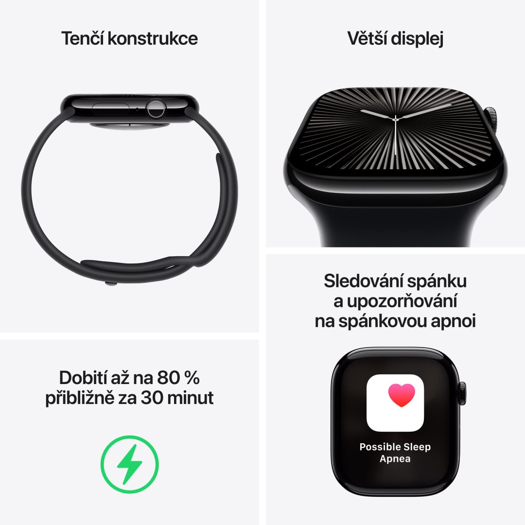 Apple Watch Series 10 GPS + Cellular 42mm Silver Aluminium Case with Blue Cloud Sport Loop (MWX53QC/A)