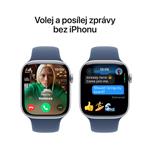 Apple Watch Series 10 GPS + Cellular 42mm Silver Aluminium Case with Denim Sport Band - S/M (MWX33QC/A)