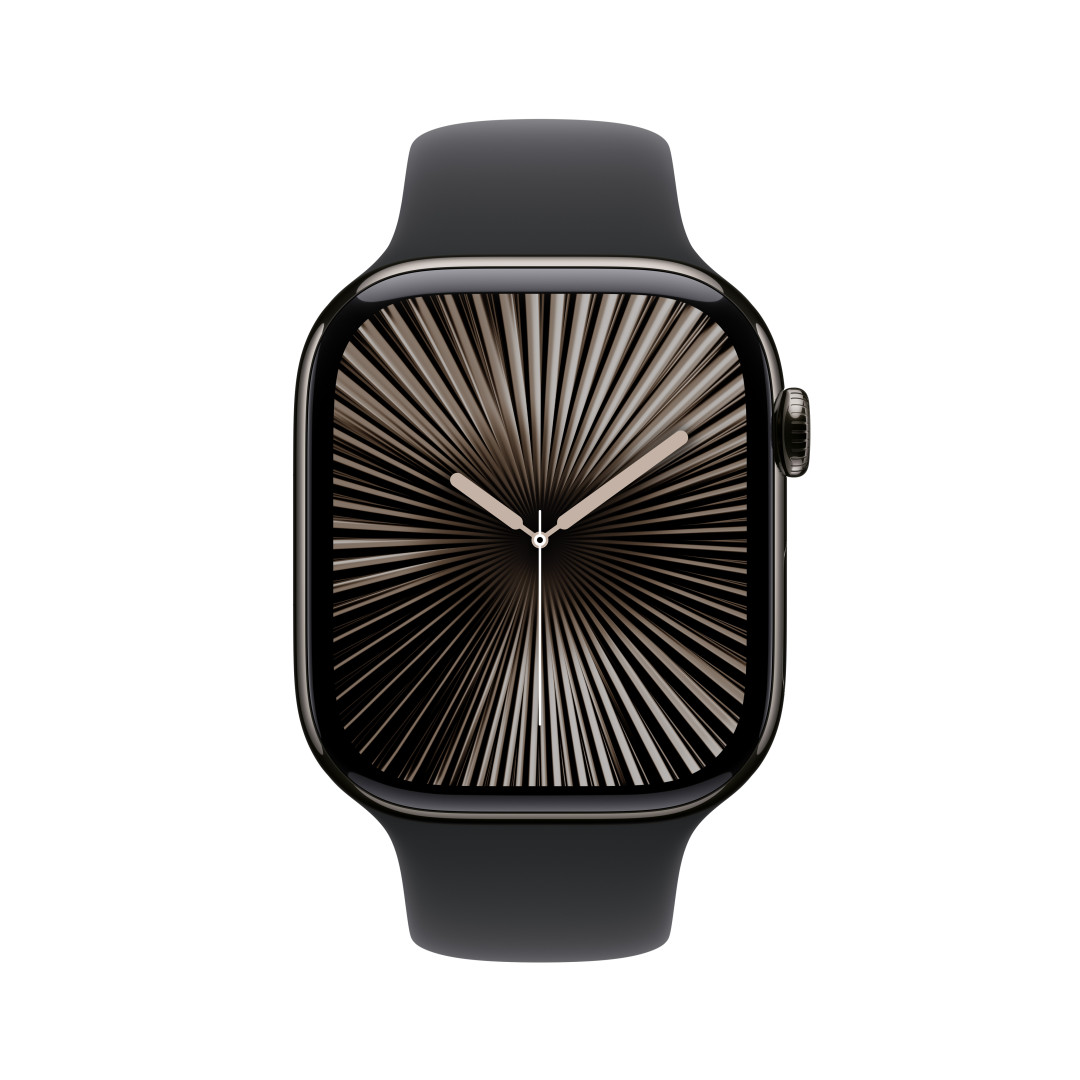 Apple Watch Series 10 GPS + Cellular 42mm Slate Titanium Case with Black Sport Band - M/L (MWXH3QC/A)