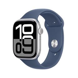 Apple Watch Series 10 GPS + Cellular 42mm strieborné hliníkové puzdro so športovým denimovým remienkom - S/M (MWX33QC/A)