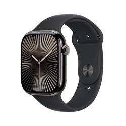 Apple Watch Series 10 GPS + Cellular 46mm bridlicové titánové puzdro s čiernym športovým remienkom - S/M (MWYD3QC/A)