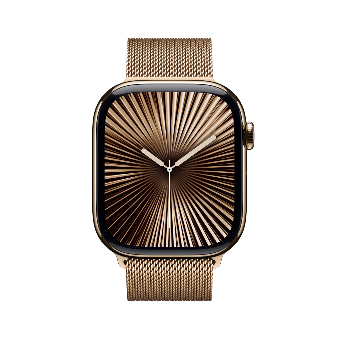 Apple Watch Series 10 GPS + Cellular 46mm Gold Titanium Case with Gold Milanese Loop - S/M (MC7T4QC/A)