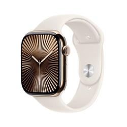 Apple Watch Series 10 GPS + Cellular 46mm Gold Titanium Case with Starlight Sport Band - S/M (MWYX3QC/A)