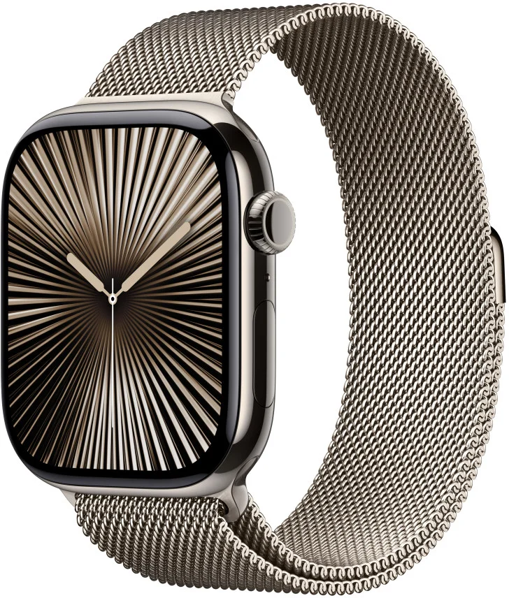 Apple Watch Series 10 GPS + Cellular 46mm Natural Titanium Case with Natural Milanese Loop - S/M (MC7Q4QC/A)