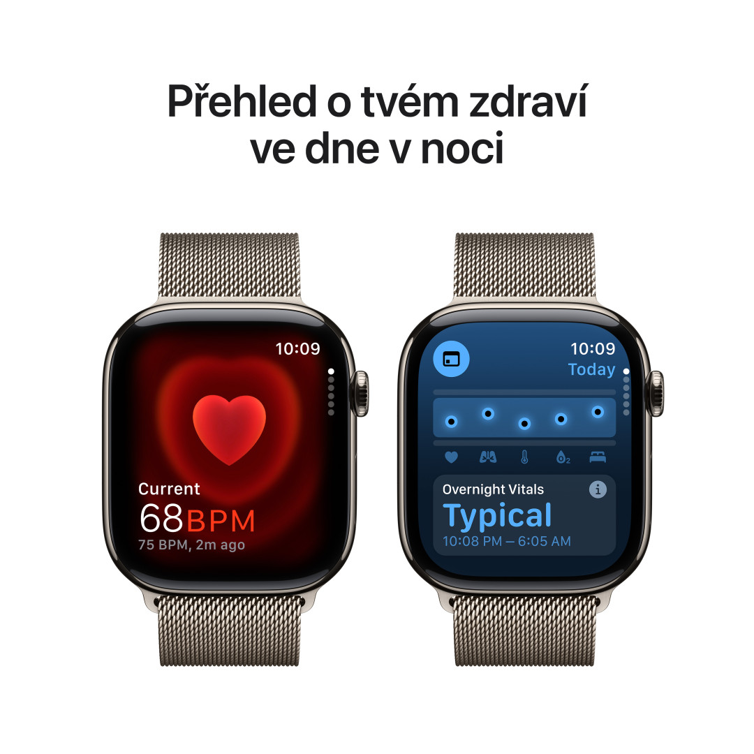 Apple Watch Series 10 GPS + Cellular 46mm puzdro z prírodného titánu s prírodnou milánskou slučkou - M/L (MWYC3QC/A)