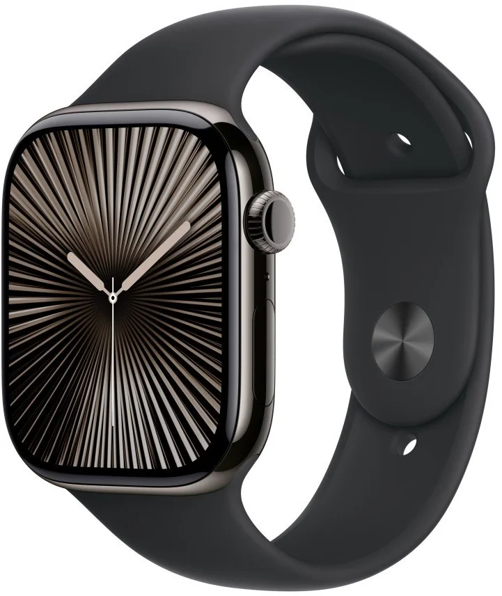 Apple Watch Series 10 GPS + Cellular 46mm Slate Titanium Case with Black Sport Band - S/M (MWYD3QC/A)