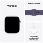 Apple Watch Series 11 GPS 42 mm Strieborné hliníkové puzdro s fialovým športovým remienkom - M/L