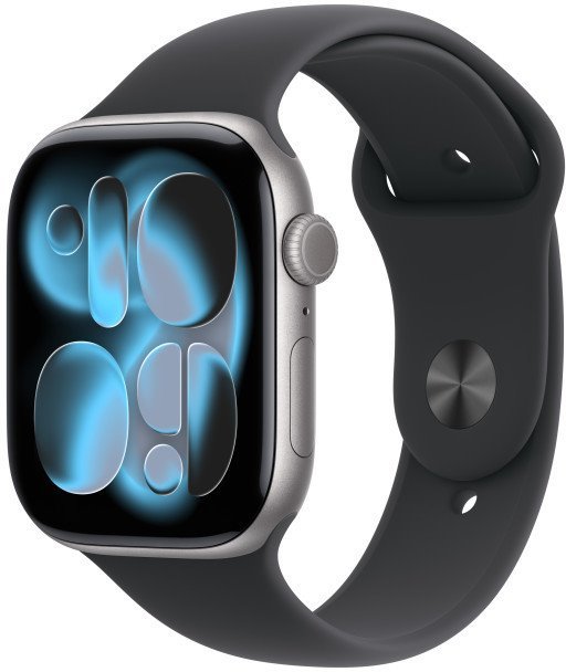 Apple Watch Series 11 GPS 46 mm vesmírne sivé, čierny športový remienok - M/L