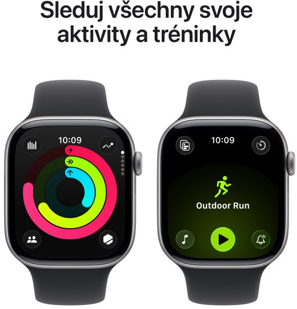 Apple Watch Series 11 GPS 46mm Aluminium Case Black Sport Band - S/M