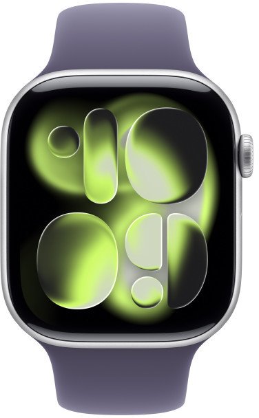 Apple Watch Series 11 GPS 46mm hliníkové puzdro Fialový športový remienok - S/M