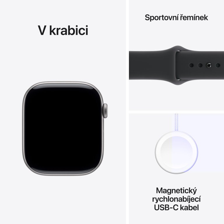 Apple Watch Series 11 GPS 46mm hliníkové puzdro s čiernym športovým remienkom - S/M
