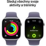 Apple Watch Series 11 GPS + Cellular 42 mm Strieborné hliníkové puzdro s fialovým športovým remienkom - S/M