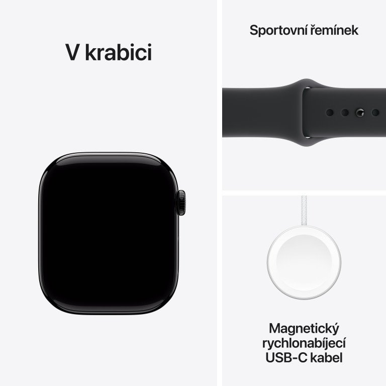 Apple Watch Series 11 GPS + Cellular 46 mm Jet Black hliníkové puzdro s čiernym športovým remienkom - S/M