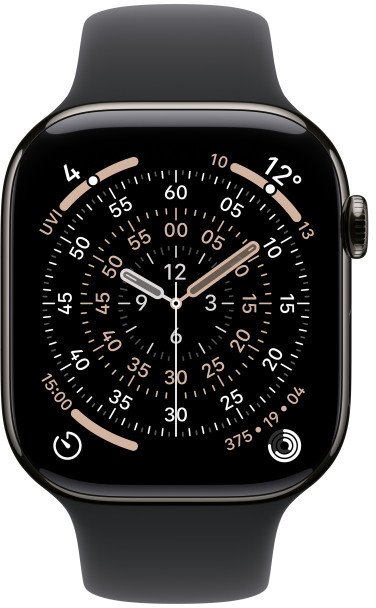 Apple Watch Series 11 GPS + Cellular 46 mm Titanium + čierny športový remienok - M/L