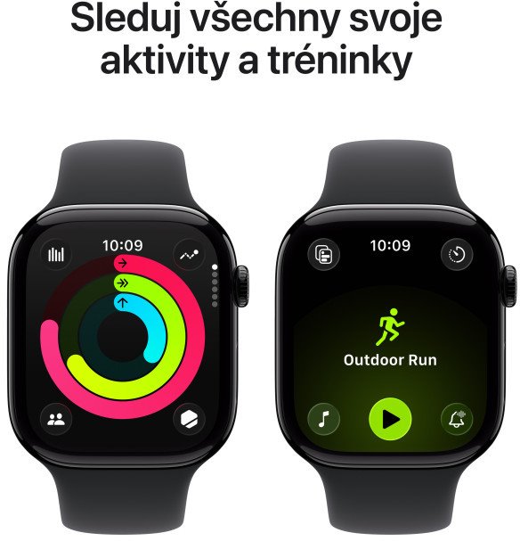 Apple Watch Series 11 GPS + Cellular 46mm Jet Black Aluminium Case with Black Sport Band - S/M