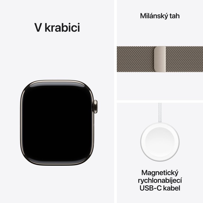 Apple Watch Series 11 GPS + Cellular 46mm Titanium + Milánska slučka - S/M