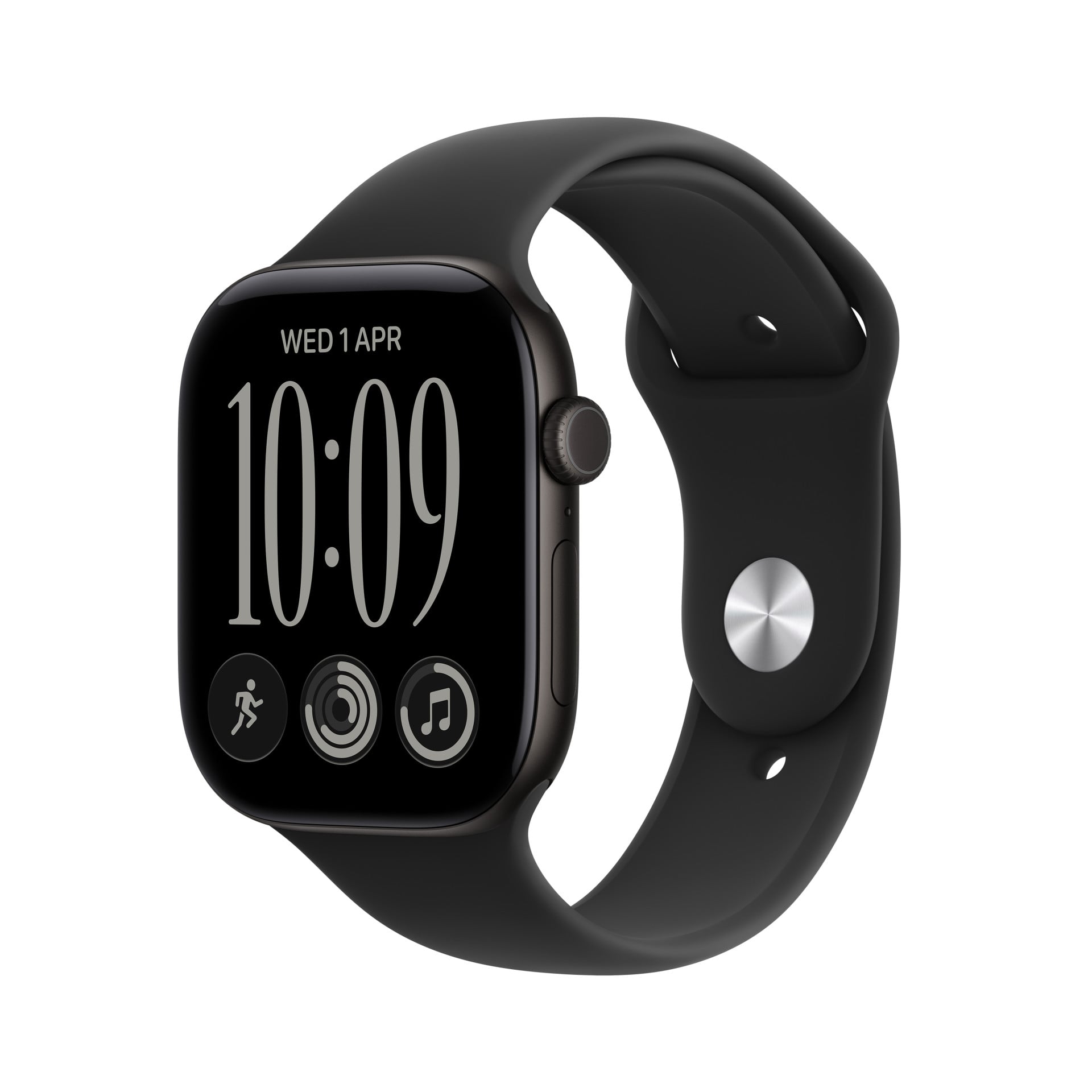 Apple Watch Series 12 GPS 46mm Black Aluminium Case with Black Sport Band - S/M