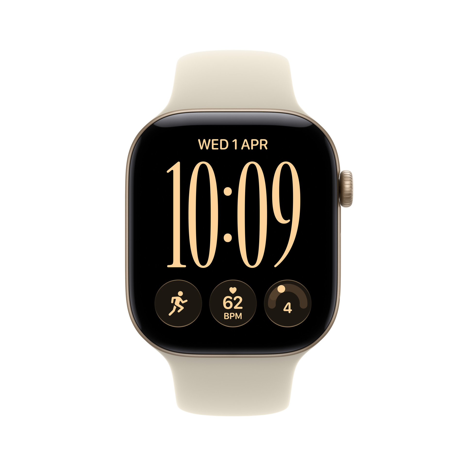 Apple Watch Series 12 GPS 46mm Light Gold Aluminium Case with Sand Sport Band - M/L