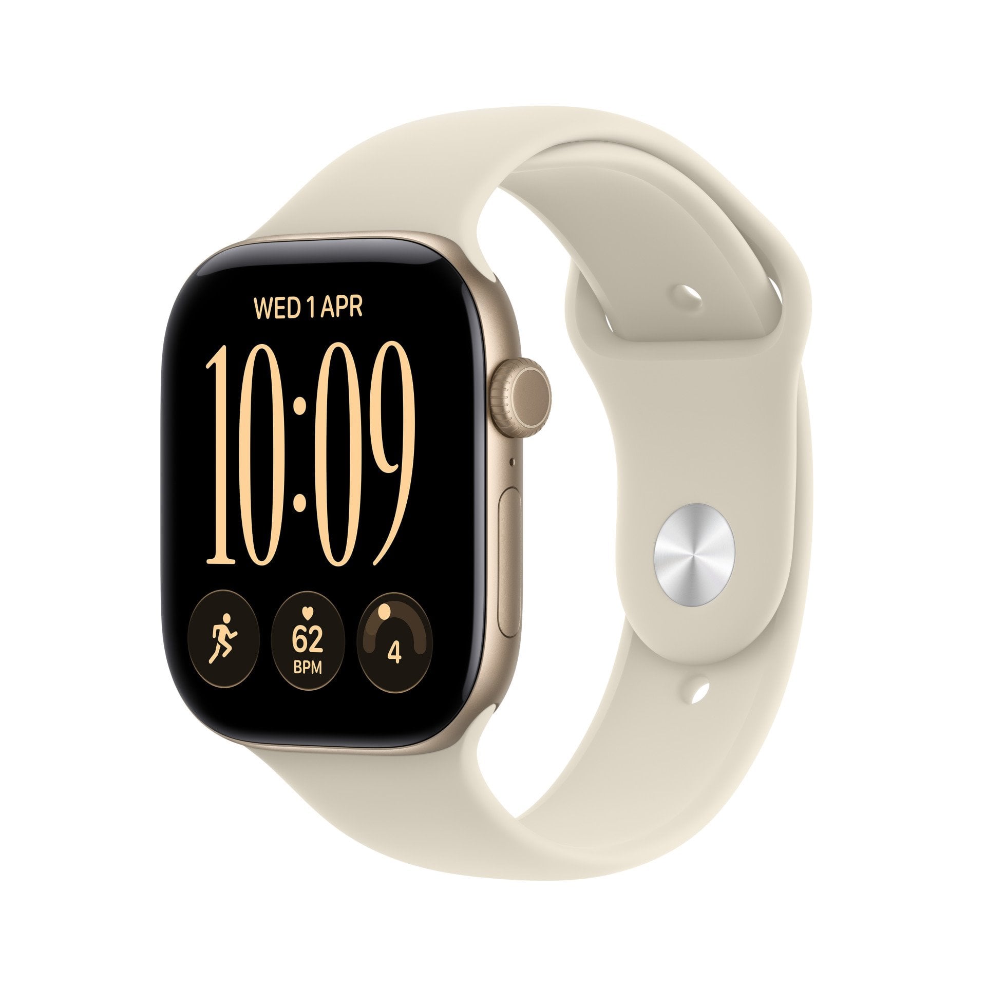 Apple Watch Series 12 GPS 46mm Light Gold Aluminium Case with Sand Sport Band - M/L
