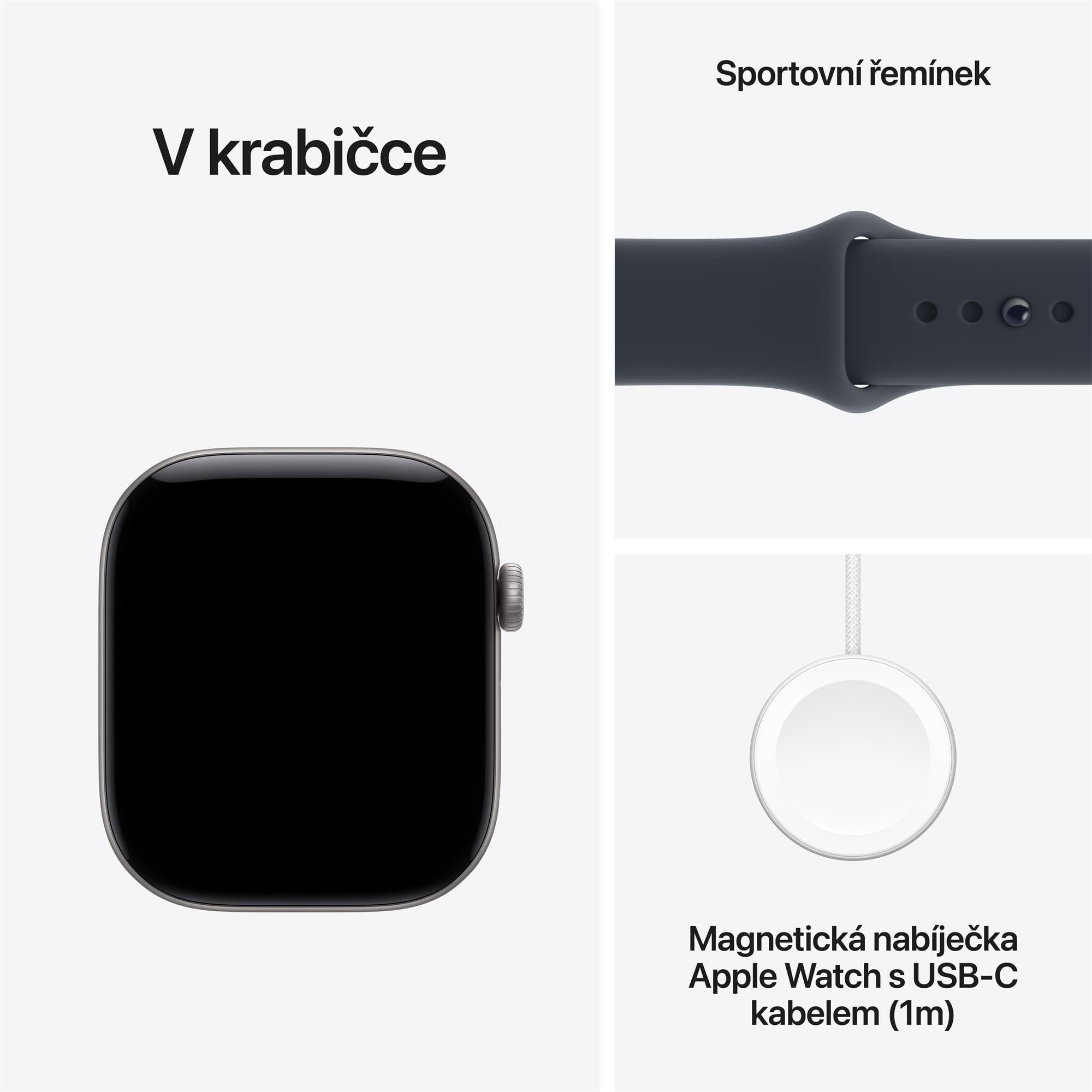 Apple Watch Series 12 GPS + Cellular 42 mm, hliníkové puzdro v farbe Space Grey s modrým športovým remienkom – S/M