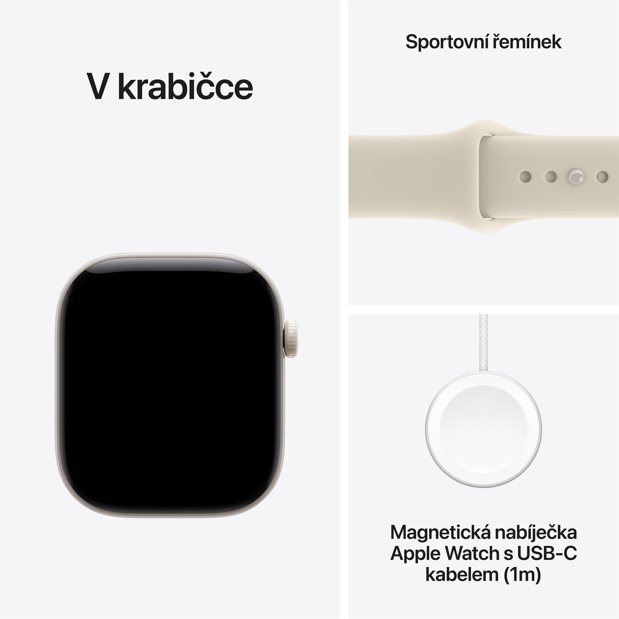 Apple Watch Series 12 GPS + Cellular 42 mm, perleťovo biele keramické puzdro s pieskovým športovým remienkom – S/M