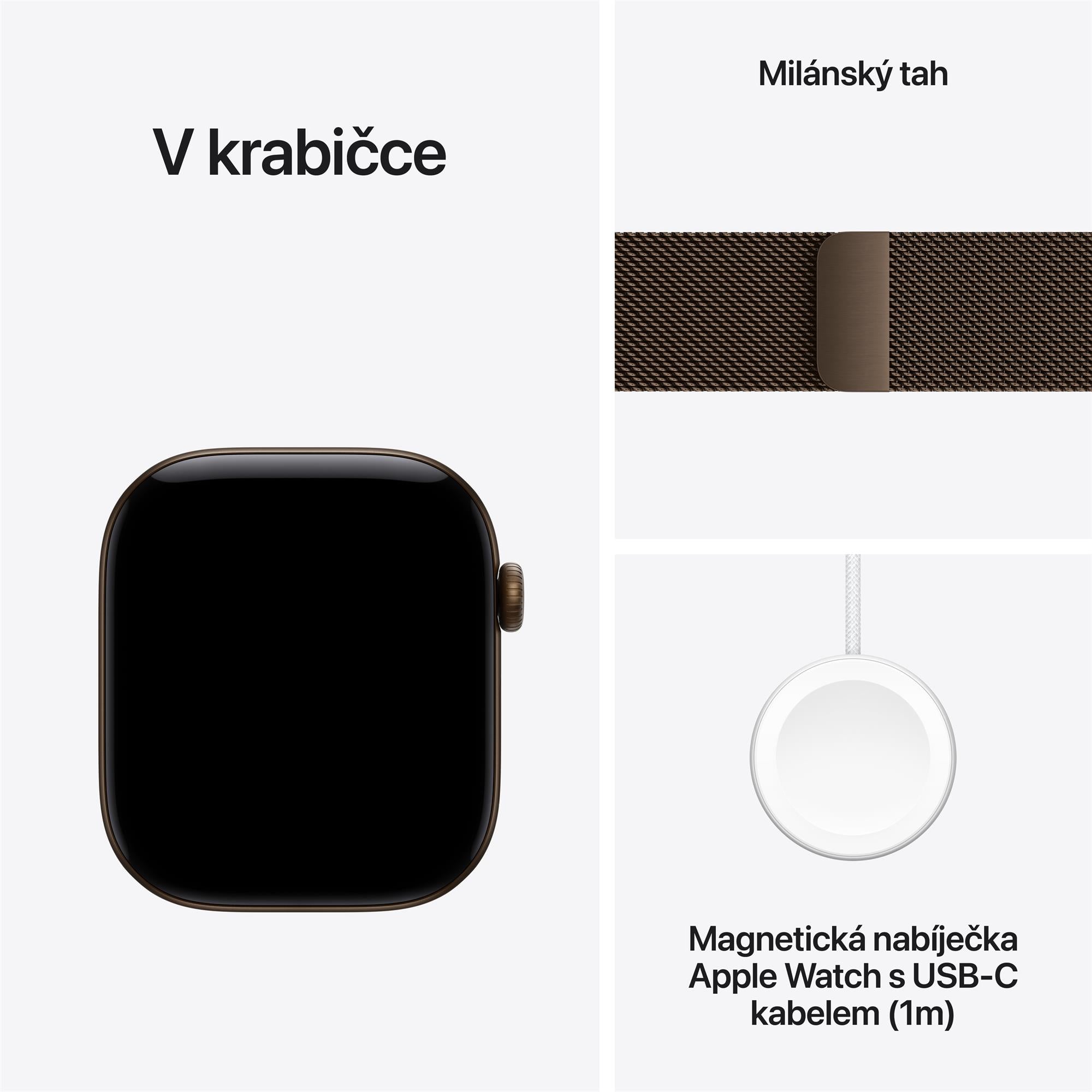 Apple Watch Series 12 GPS + Cellular 42 mm s hliníkovým puzdrom v tmavo bronzovej farbe a milánskym remienkom v tmavo bronzovej farbe