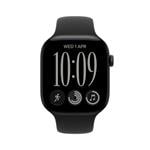 Apple Watch Series 12 GPS + Cellular 46 mm, čierne hliníkové puzdro s čiernym športovým remienkom – S/M