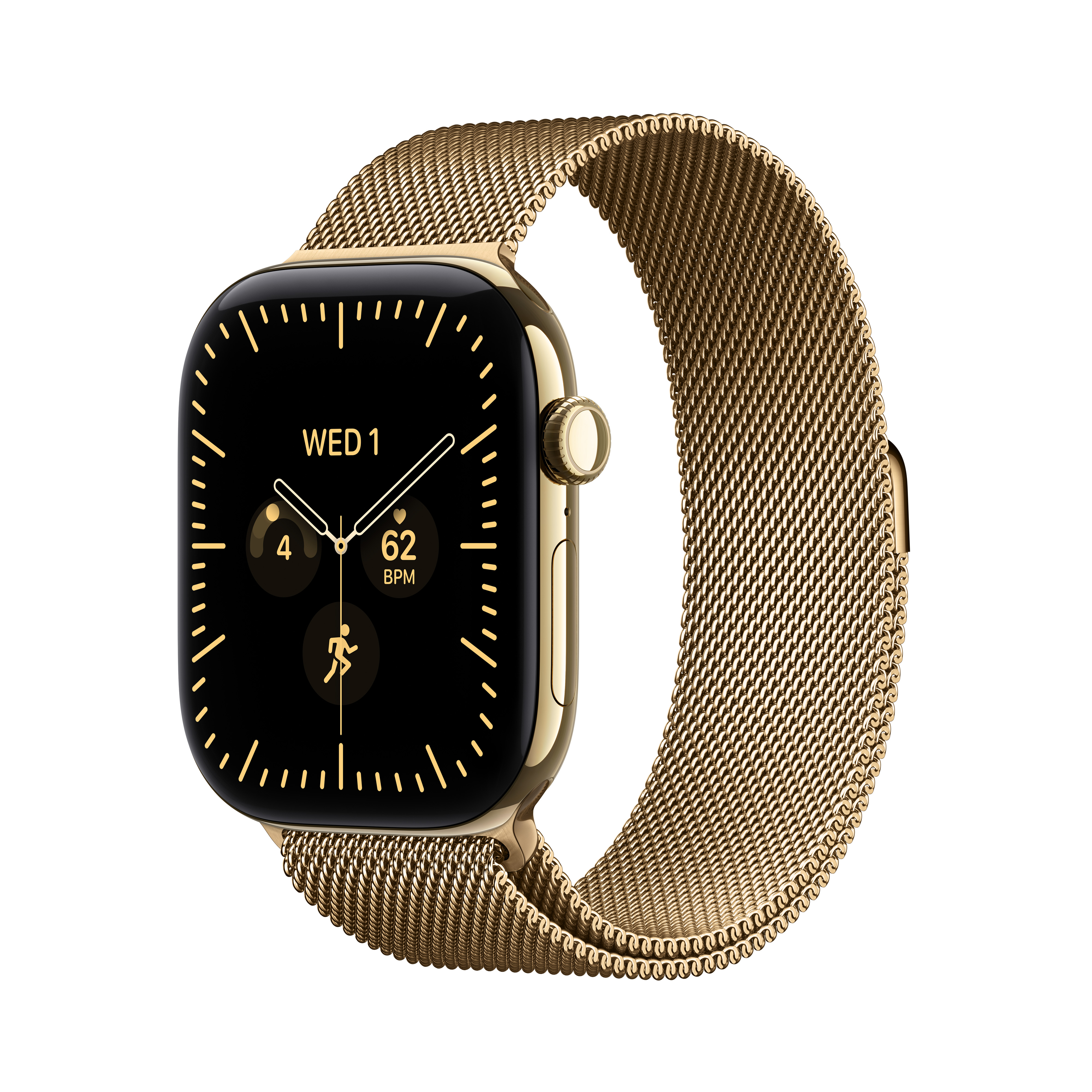 Apple Watch Series 12 GPS + Cellular 46 mm, titánové puzdro v odtieni Radiant Gold s milánskym remienkom v odtieni Radiant Gold – M/L