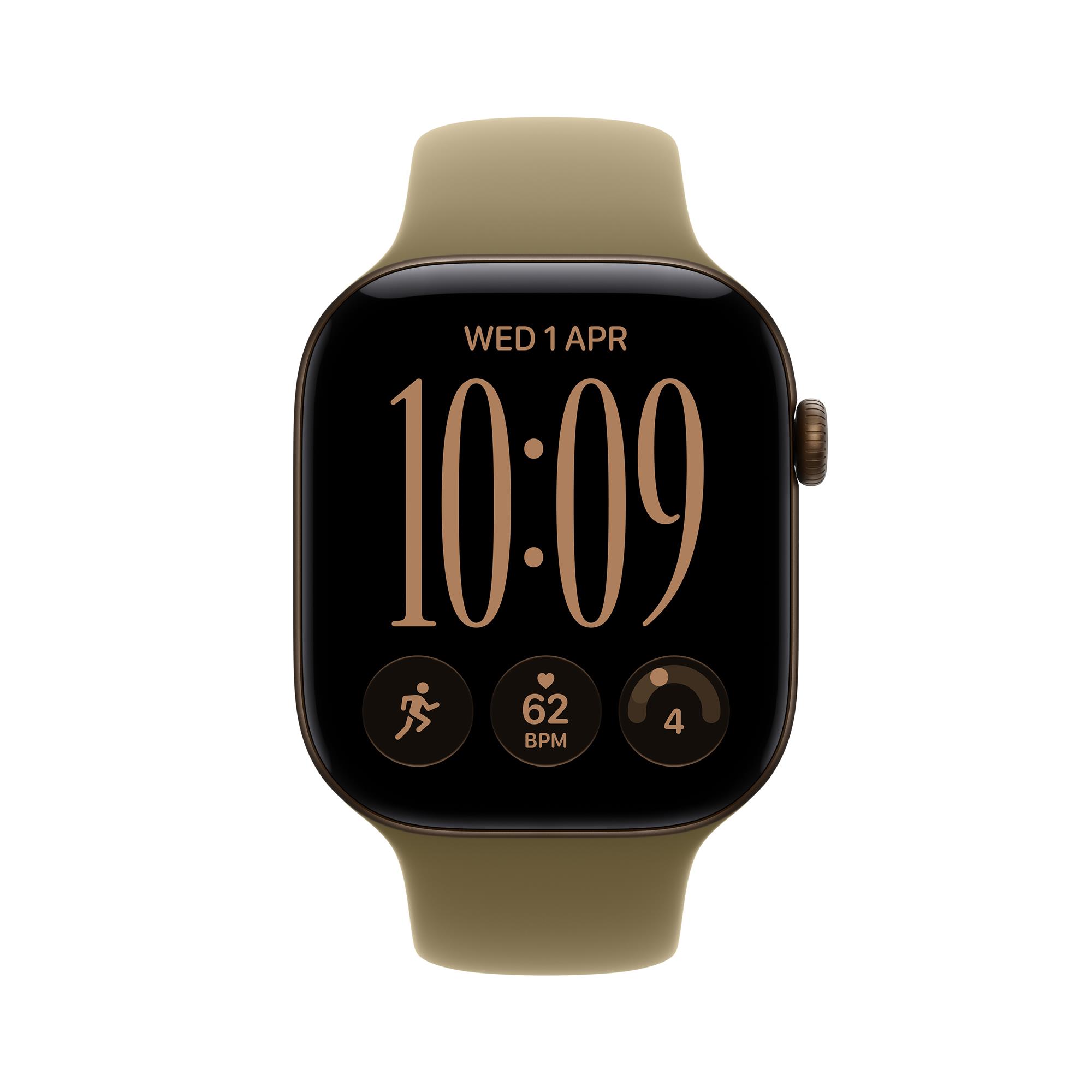 Apple Watch Series 12 GPS + Cellular 46mm Dark Bronze Aluminium Case with Olive Sport Band - S/M