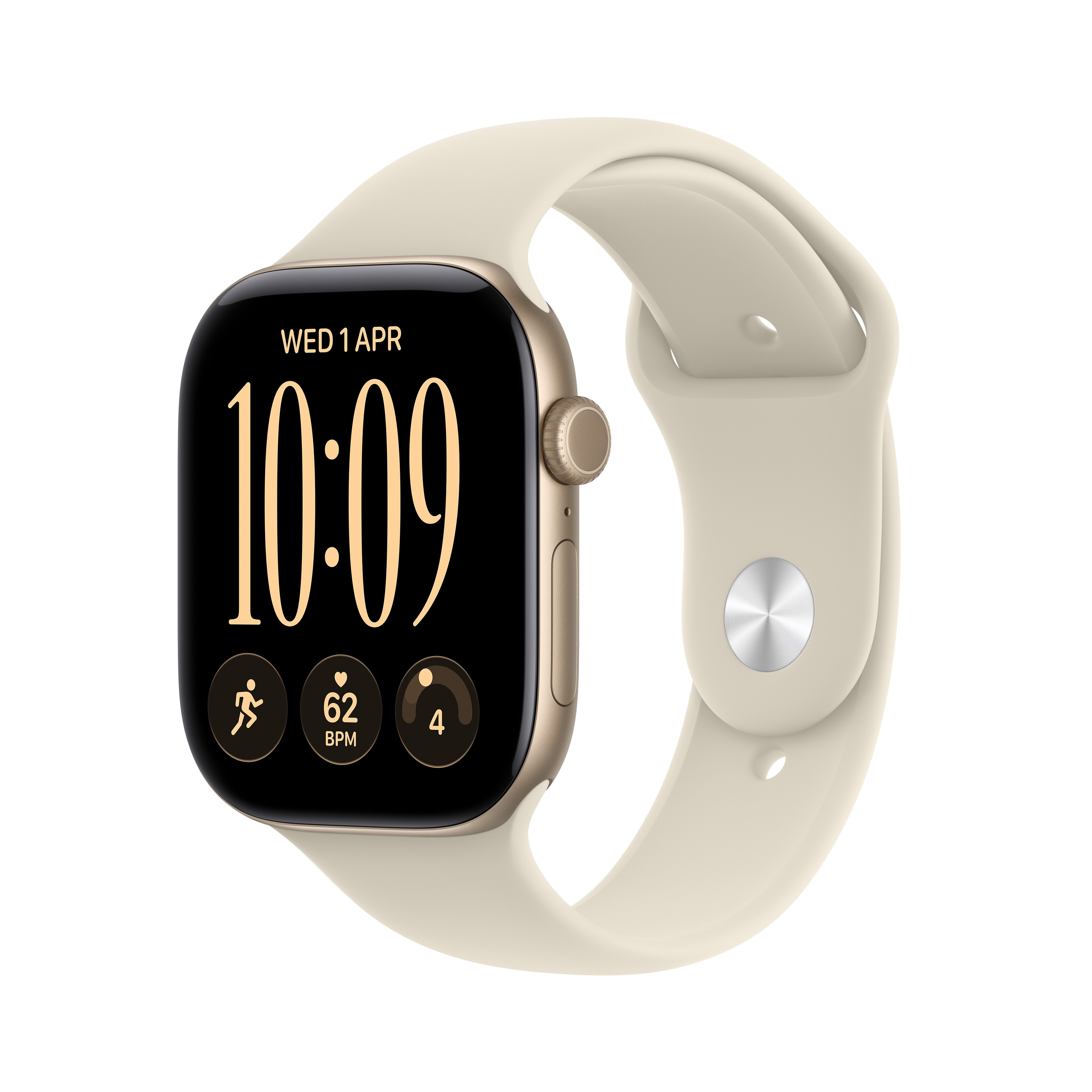 Apple Watch Series 12 GPS + Cellular 46mm Light Gold Aluminium Case with Sand Sport Band - M/L