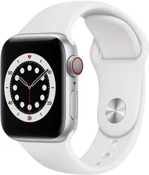 APPLE Watch Series 6 GPS+Cellular,44mm Silver Aluminium Case with White Sport Band