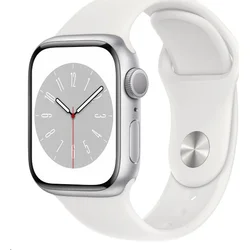 Apple Watch Series 8 GPS 45 mm strieborné hliníkové puzdro s bielym športovým remienkom - Bežné (mp6n3cs/a)
